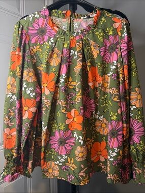 Floral Olive Green Long-Sleeve Skirt